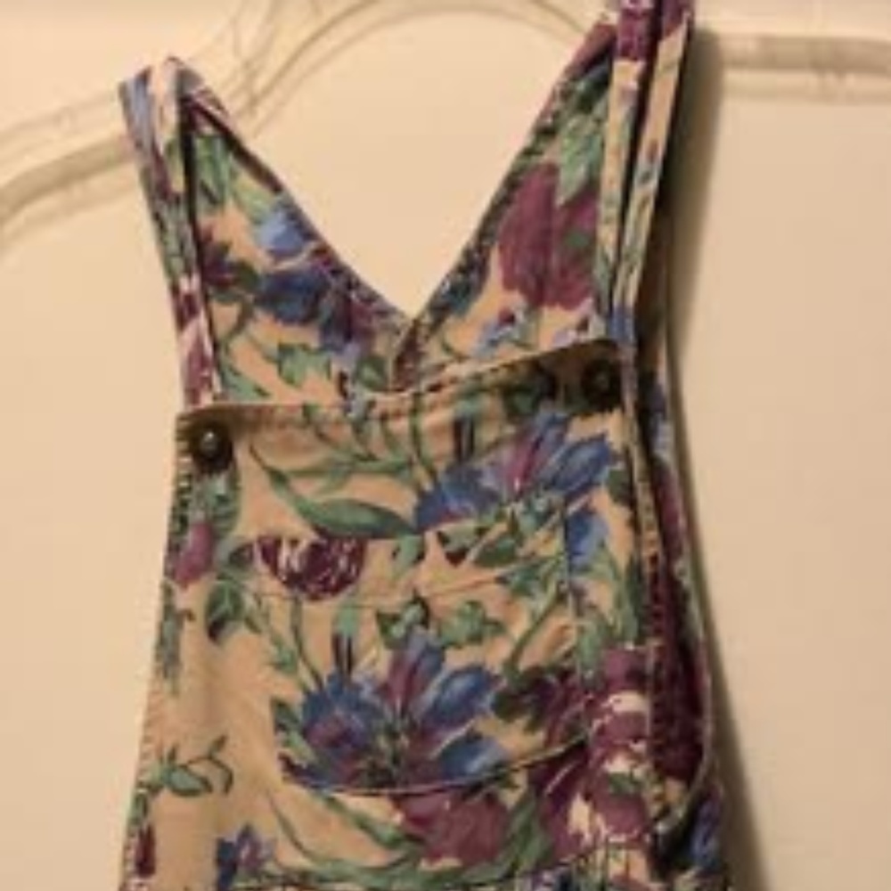 KC Parker Floral Bibbed Overall Dress Sz 8 - Picture 3 of 5